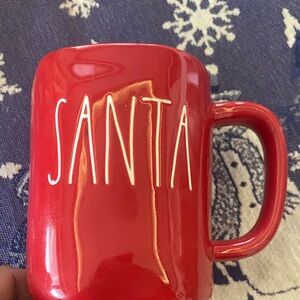 NWT Rae Dunn SANTA Red Mug Christmas Coffee White Stitch NEW